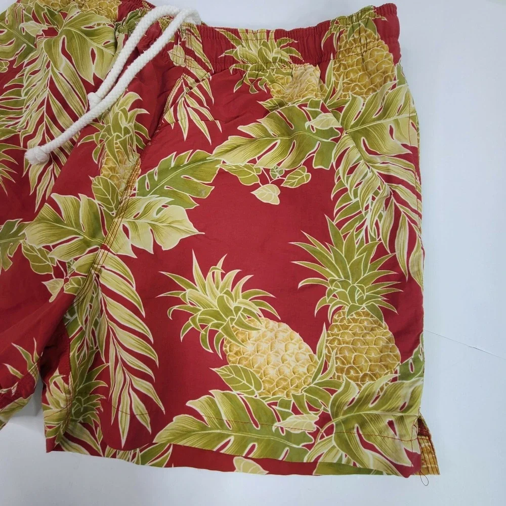 Tommy Bahama Relax Mens Med Mesh line Swim Trunks Hawaiian Red Pineapples palm